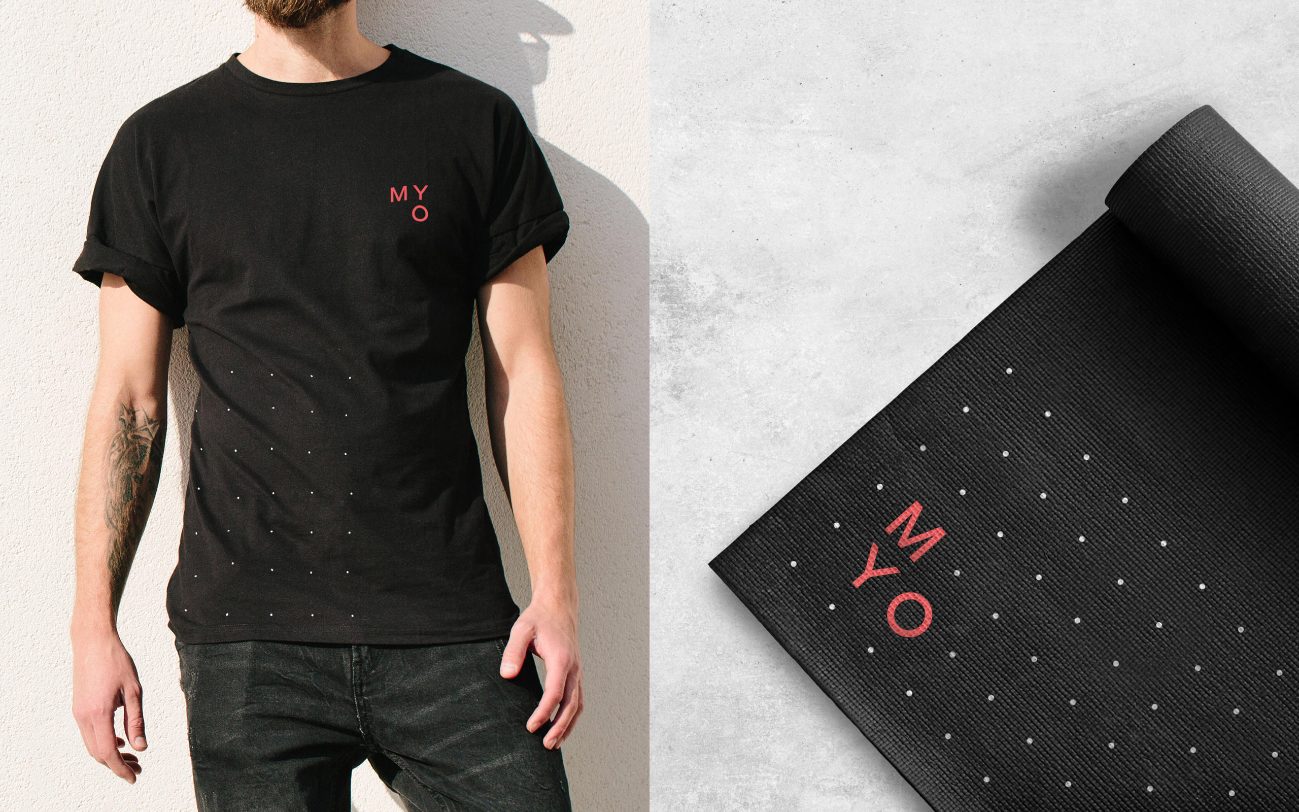 Myo branded tshirt and yoga mat